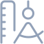 A simple gray icon showing a vertical ruler on the left and a geometric compass on the right, representing tools commonly used in design, architecture, or drafting.