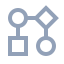 A simple flowchart icon with a circle, square, and diamond connected by lines, representing a sequence or process diagram.