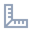 Gray icon of a right-angle ruler, showing measurement markings along both arms, resembling an L-shape, on a light background.
